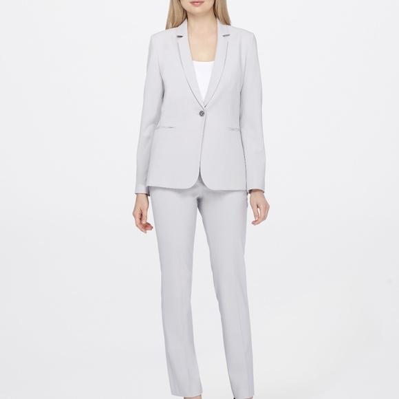 Tahari ASL One-Button Bi-Stretch Pantsuit Sterling - Picture 1 of 2